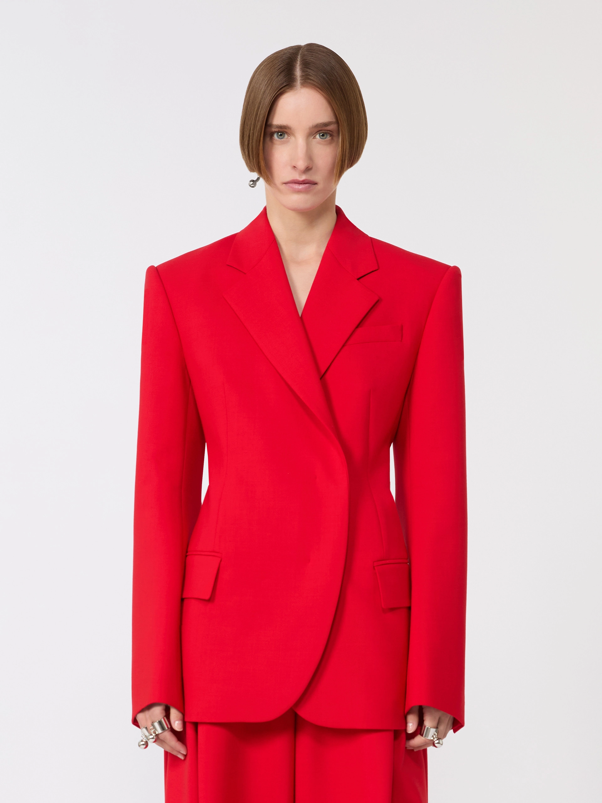 Stretch-wool double-breasted blazer - RED - Sportmax - 2