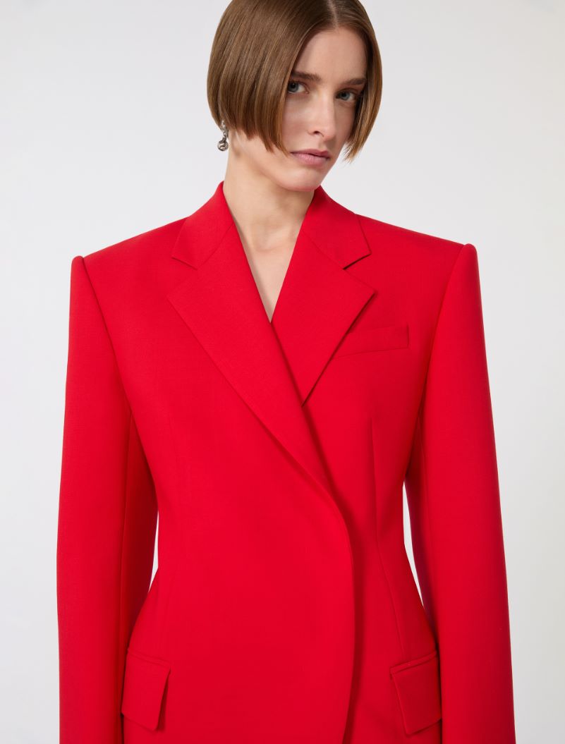 Stretch-wool double-breasted blazer - RED - Sportmax - 4