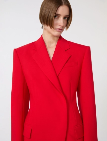 Stretch-wool double-breasted blazer - RED - Sportmax - 5