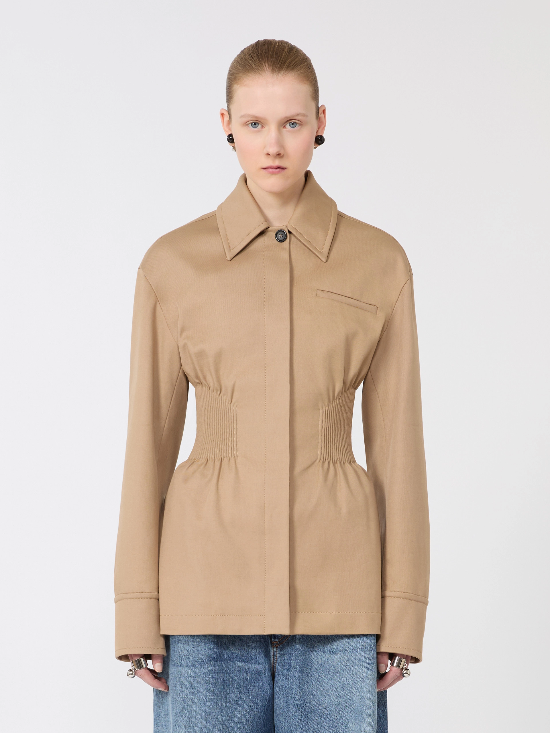 Gabardine shirt jacket with embroidery - CAMEL - Sportmax - 2