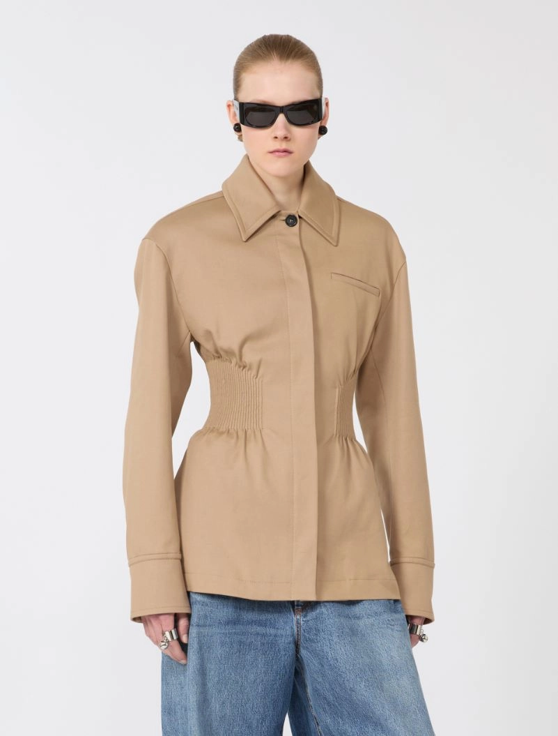 Gabardine shirt jacket with embroidery - CAMEL - Sportmax - 4