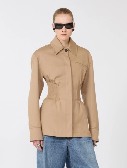 Gabardine shirt jacket with embroidery - CAMEL - Sportmax