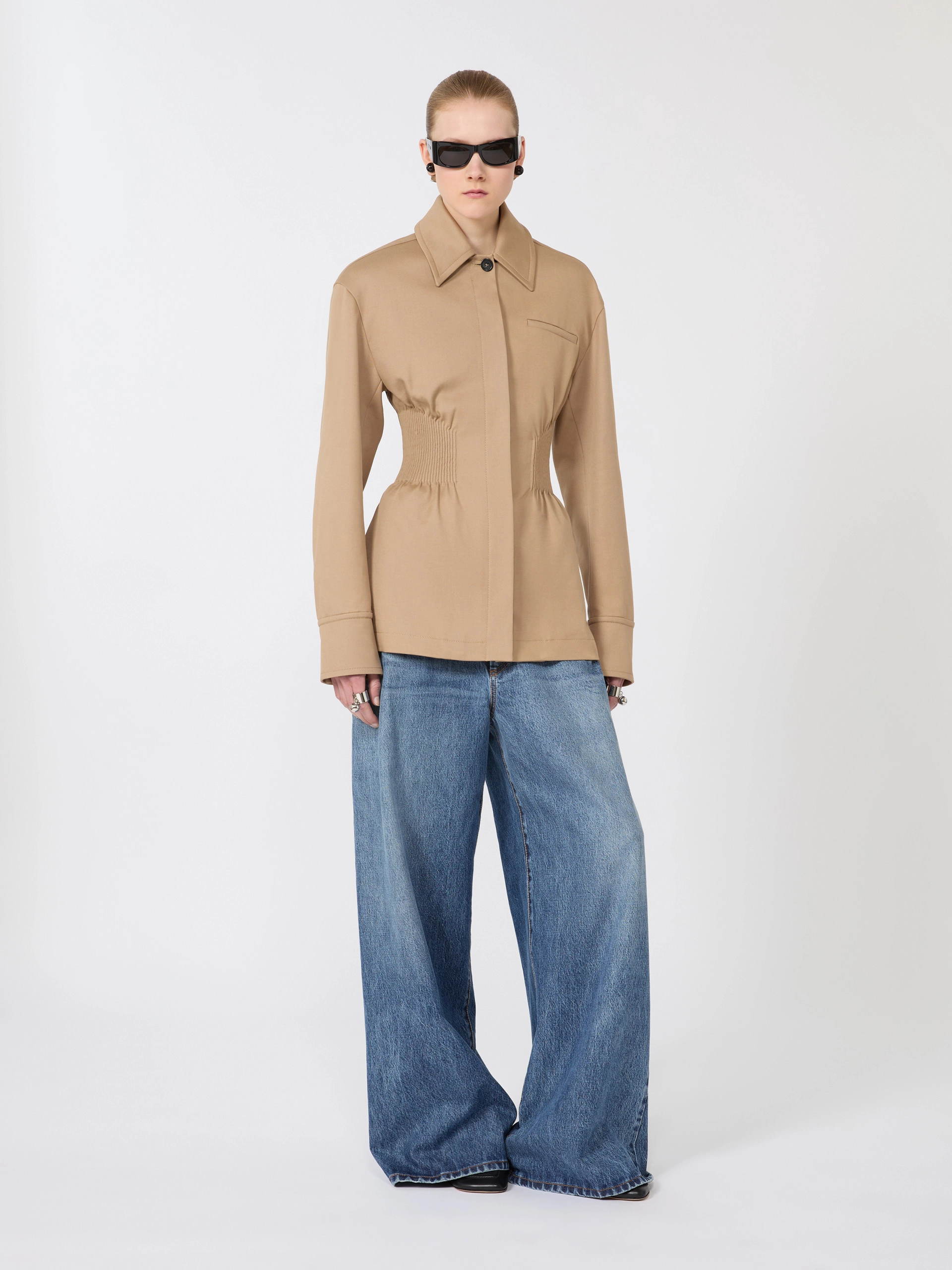 Gabardine shirt jacket with embroidery - CAMEL - Sportmax