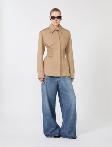 Gabardine shirt jacket with embroidery - CAMEL - Sportmax - 1