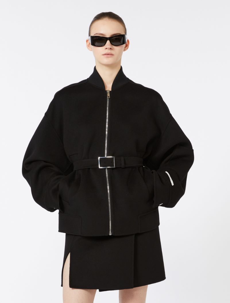 Oversized wool bomber jacket - BLACK - Sportmax - 4
