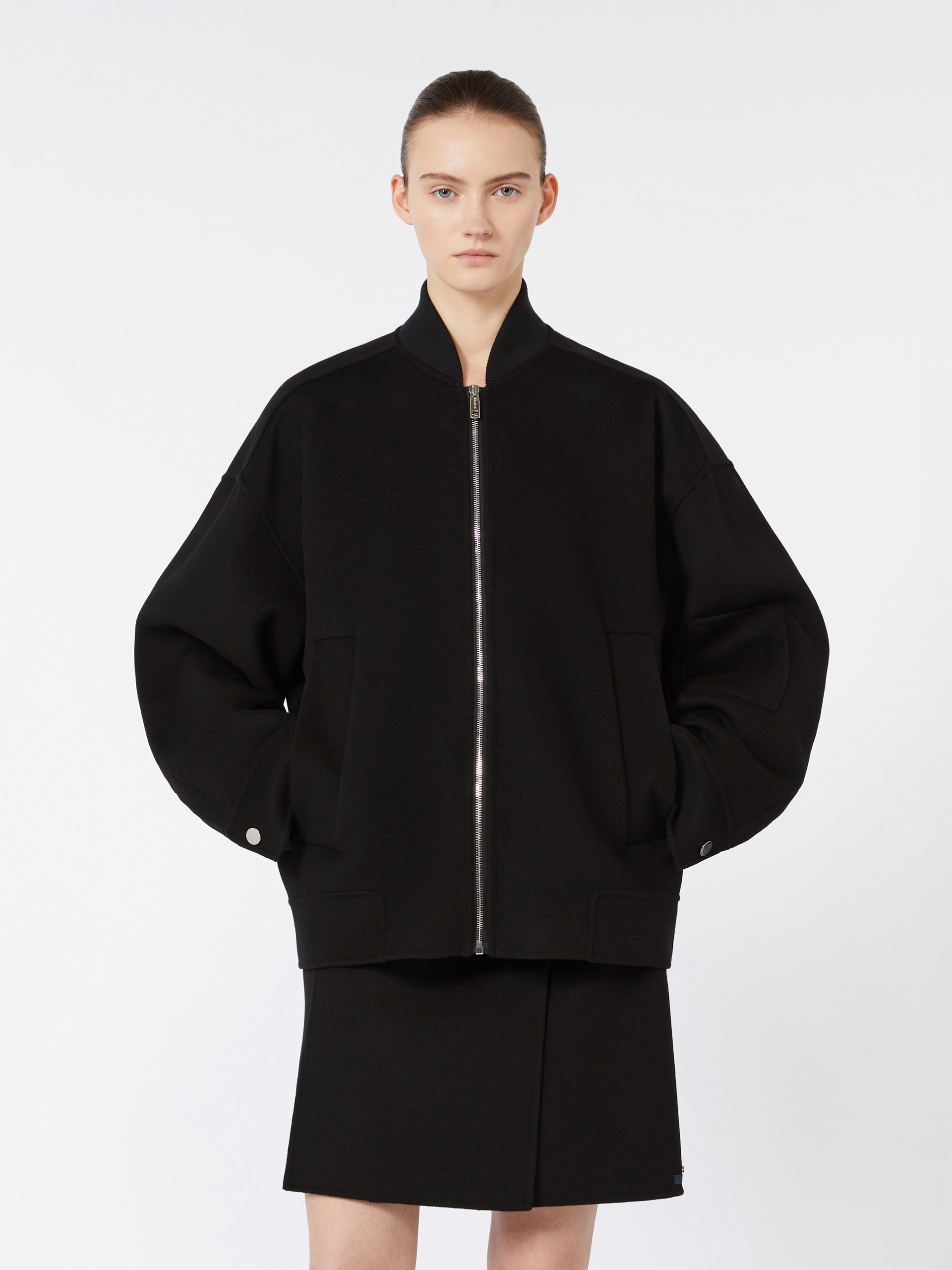 Oversized wool bomber jacket - BLACK - Sportmax - 6