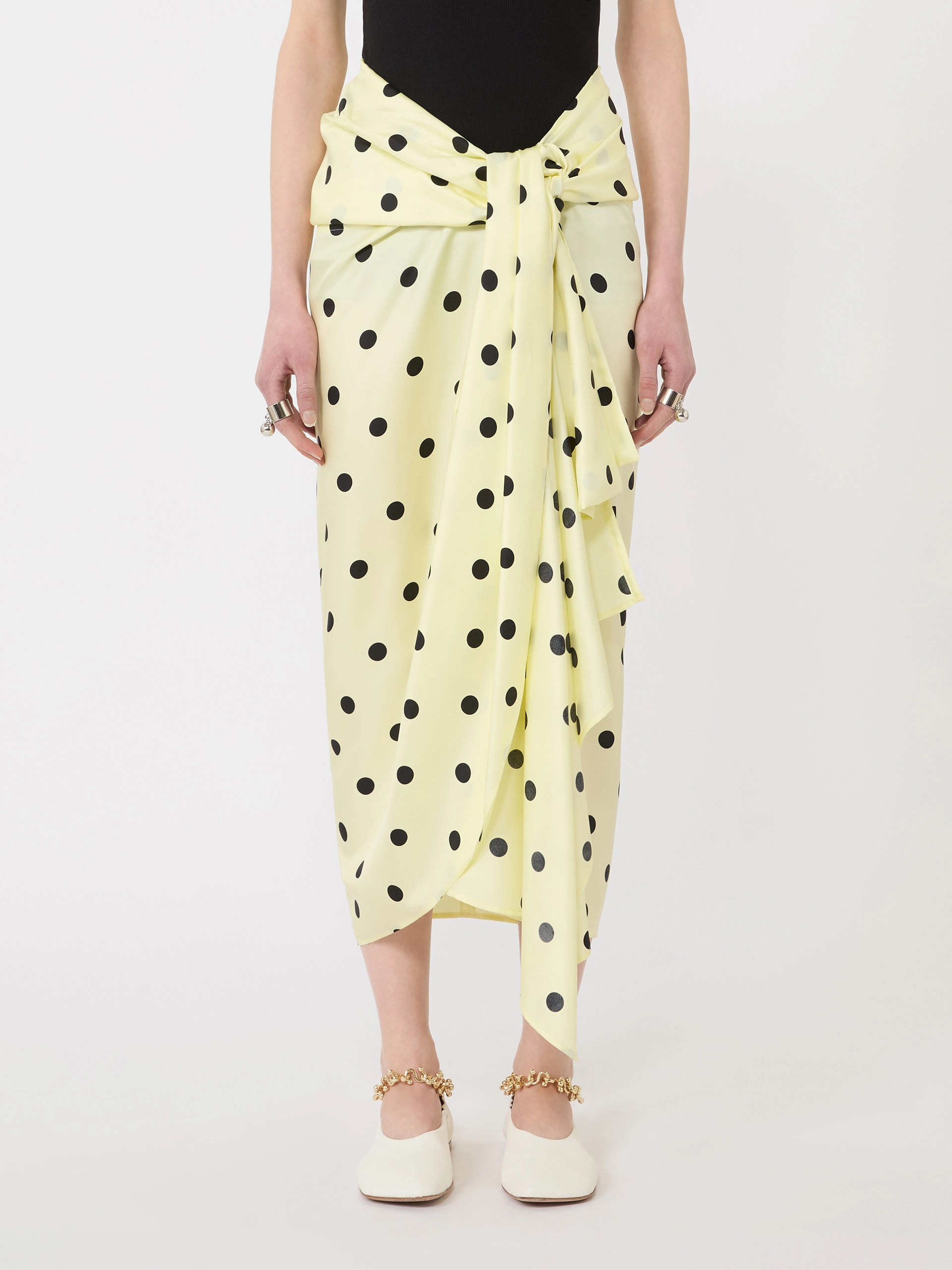 Silk twill knot skirt - LEMON - Sportmax - 2