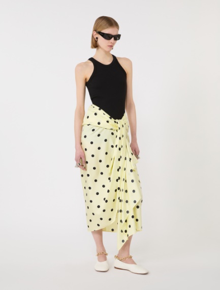 Silk twill knot skirt - LEMON - Sportmax