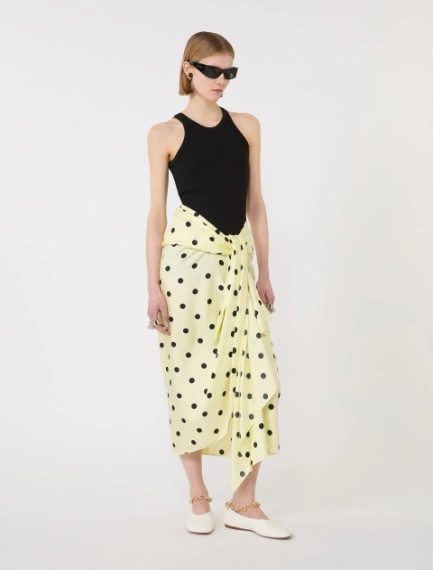 Jupe en sergé de soie avec nœud - CITRON - Sportmax