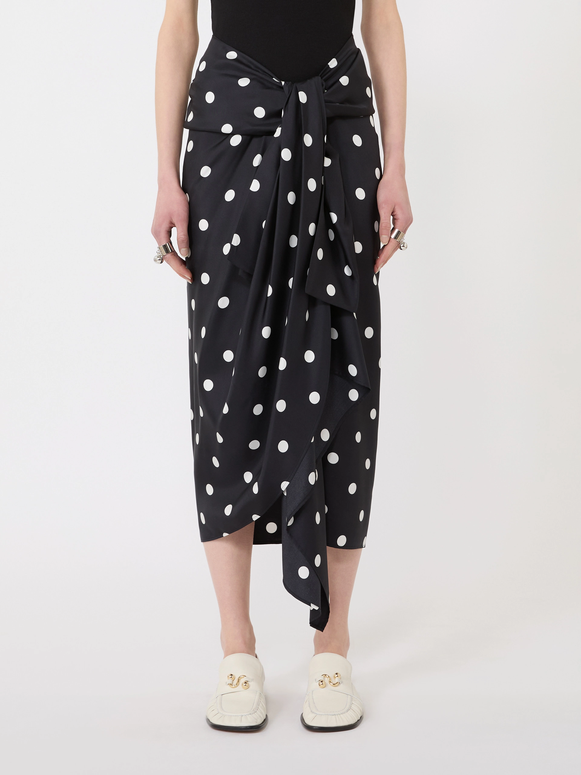Silk twill knot skirt - BLACK - Sportmax - 2
