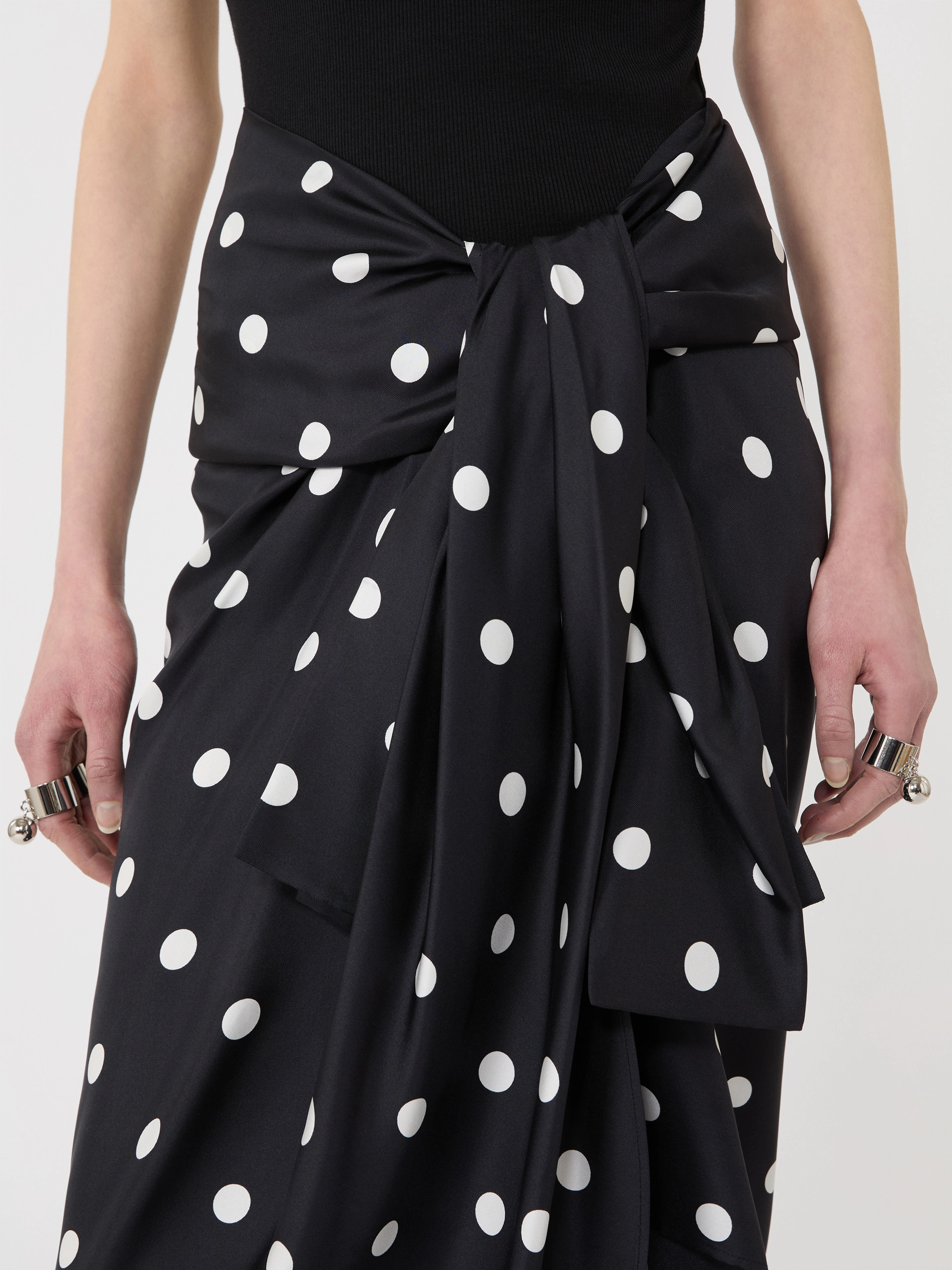 Silk twill knot skirt - BLACK - Sportmax - 4