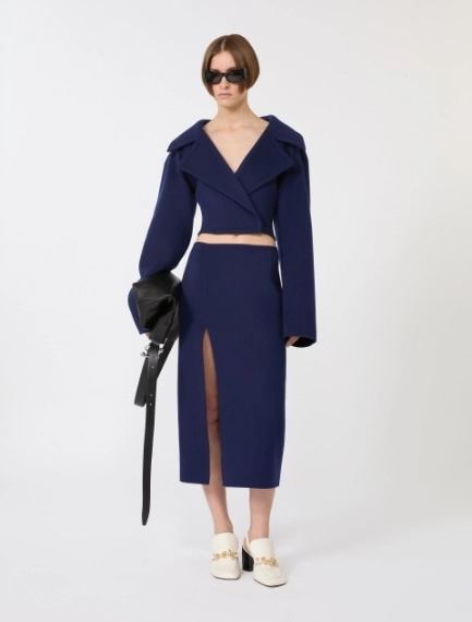 Jupe longue en laine double - BLEU MARINE - Sportmax