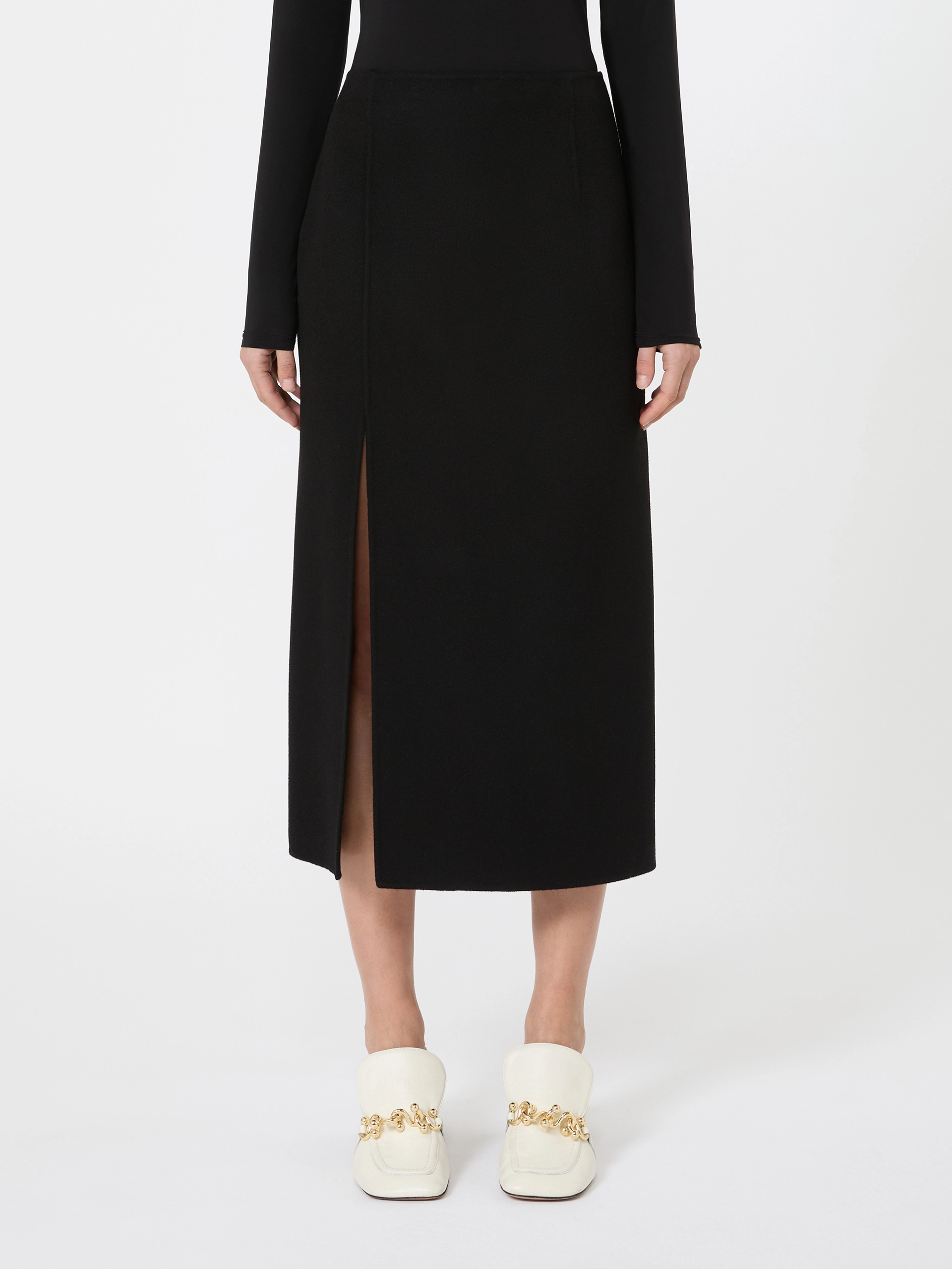 Long double-faced wool skirt - BLACK - Sportmax - 2