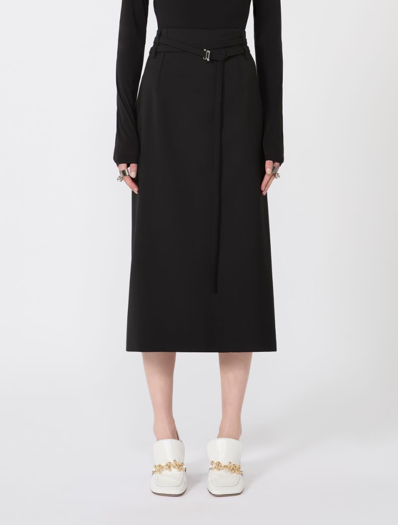 Long wool skirt with belt - BLACK - Sportmax - 2