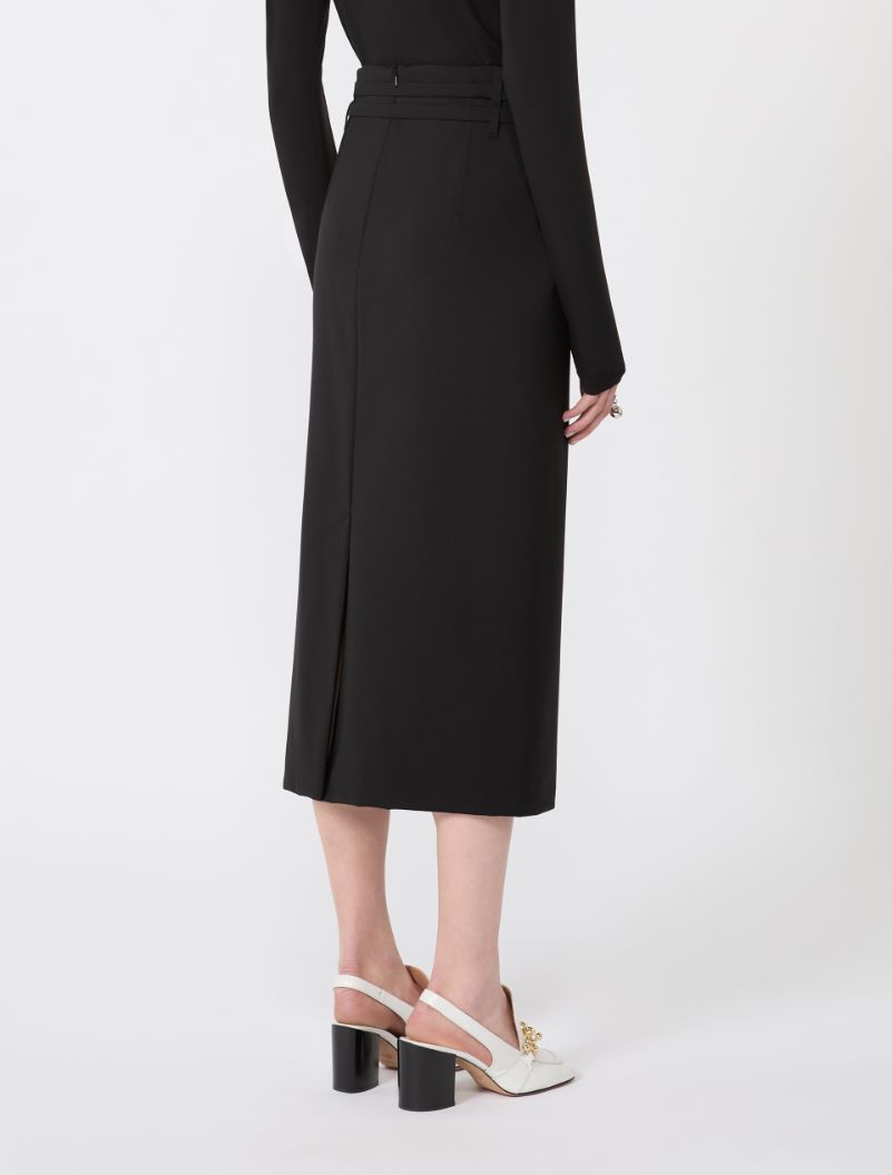 Long wool skirt with belt - BLACK - Sportmax - 3
