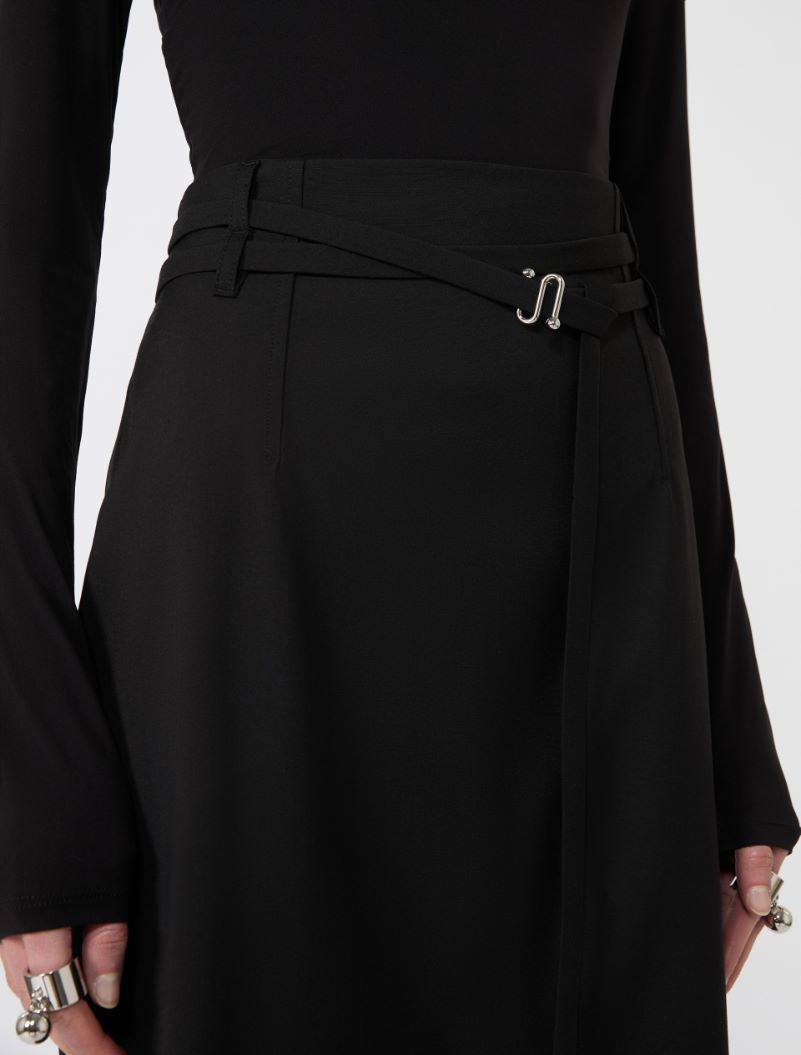 Long wool skirt with belt - BLACK - Sportmax - 4