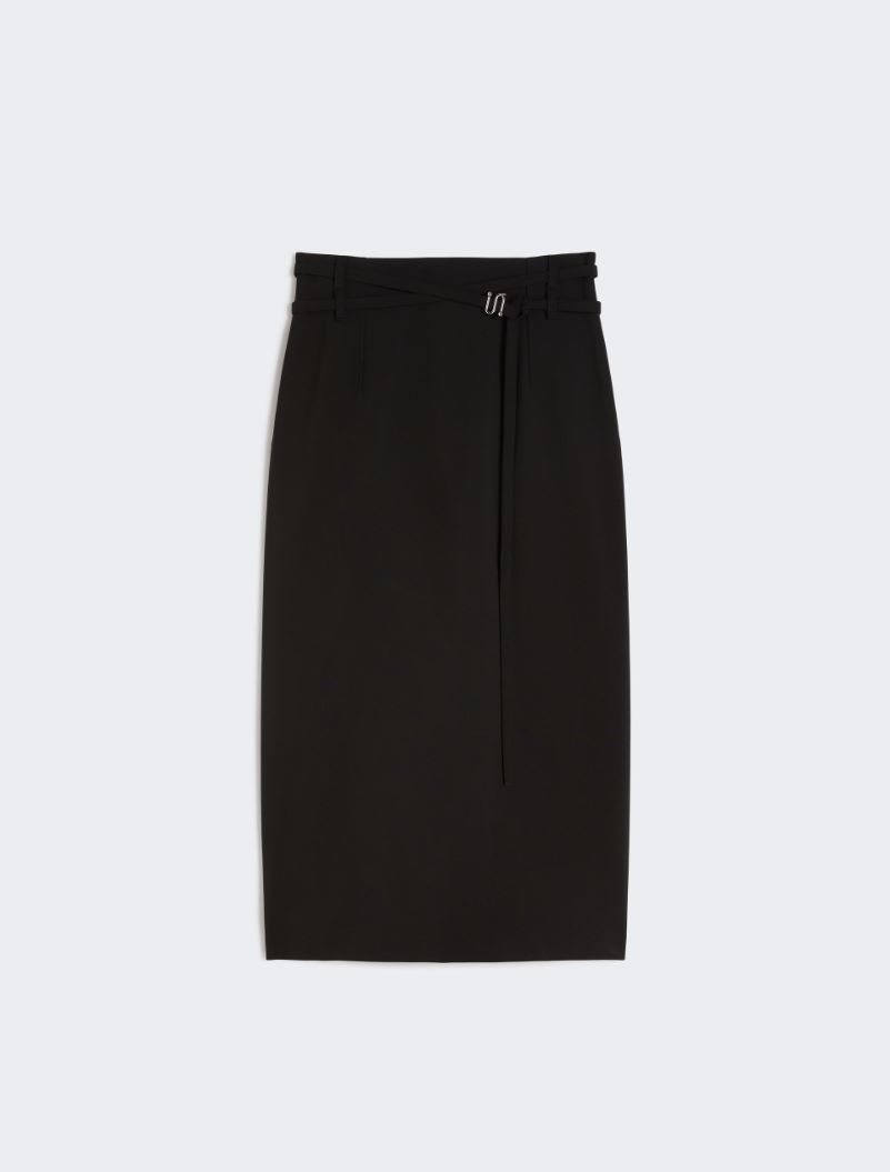 Long wool skirt with belt - BLACK - Sportmax - 6