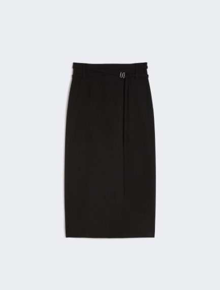 Long wool skirt with belt - BLACK - Sportmax - 6