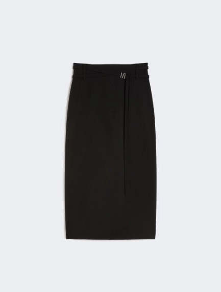 Jupe longue en laine avec ceinture - NOIR - Sportmax