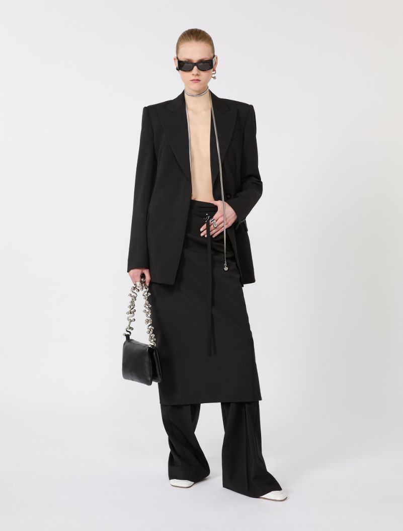 Long wool skirt with belt - BLACK - Sportmax