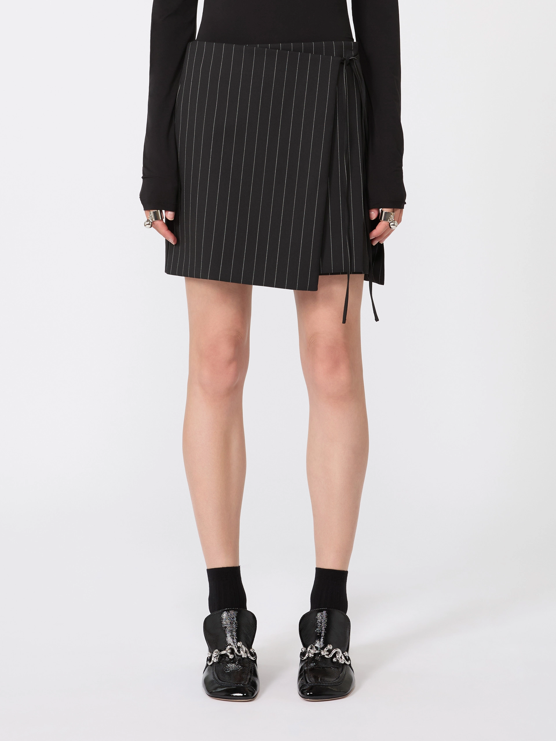 Pinstripe gabardine mini skirt - BLACK - Sportmax - 2