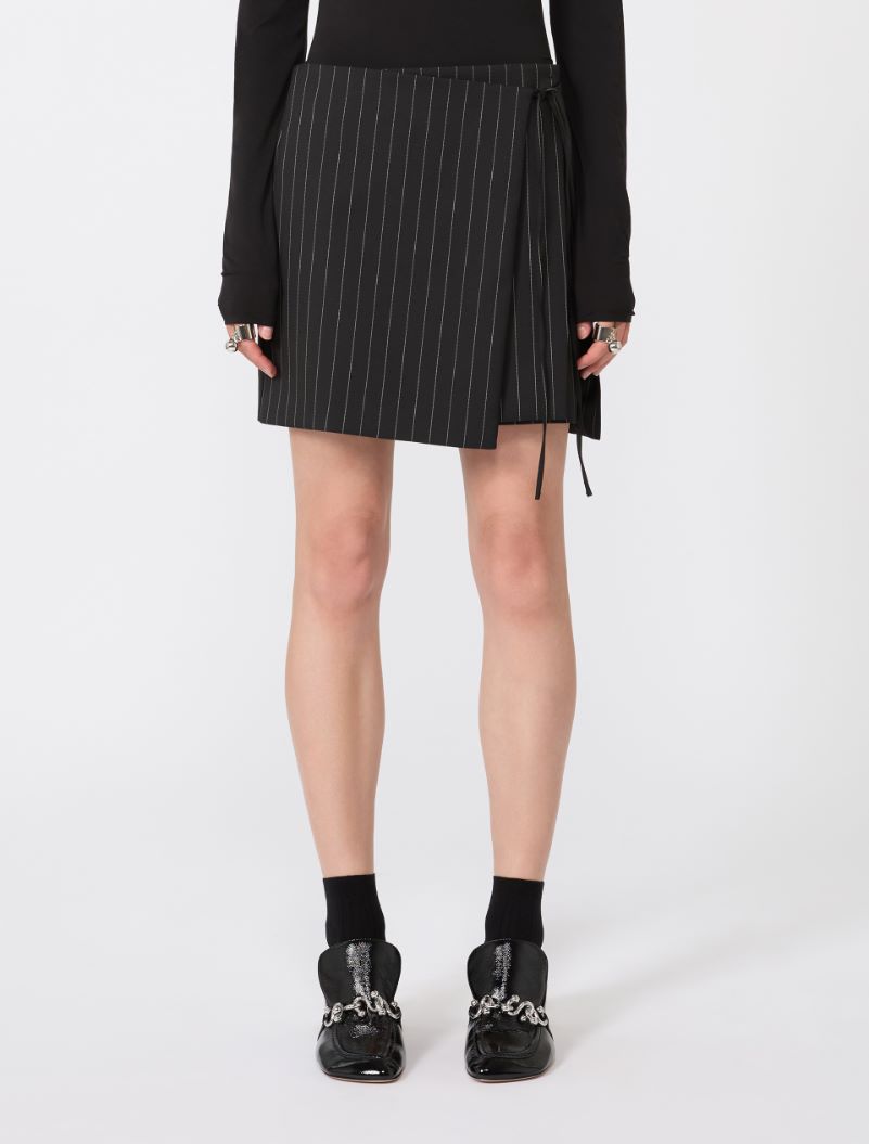 Pinstripe gabardine mini skirt - BLACK - Sportmax - 2