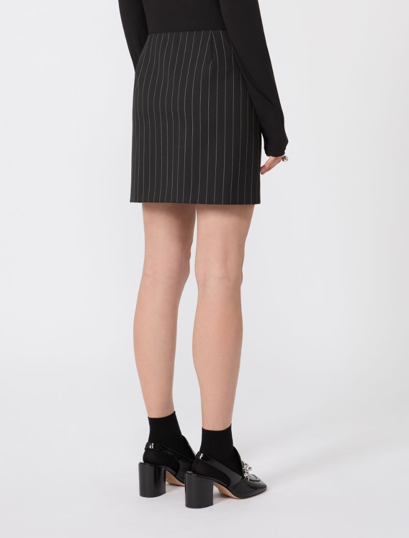 Pinstripe gabardine mini skirt - BLACK - Sportmax - 3