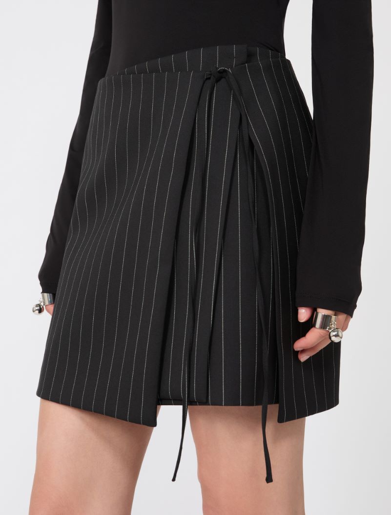 Pinstripe gabardine mini skirt - BLACK - Sportmax - 4