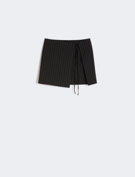 Mini-jupe en gabardine à fines rayures - NOIR - Sportmax