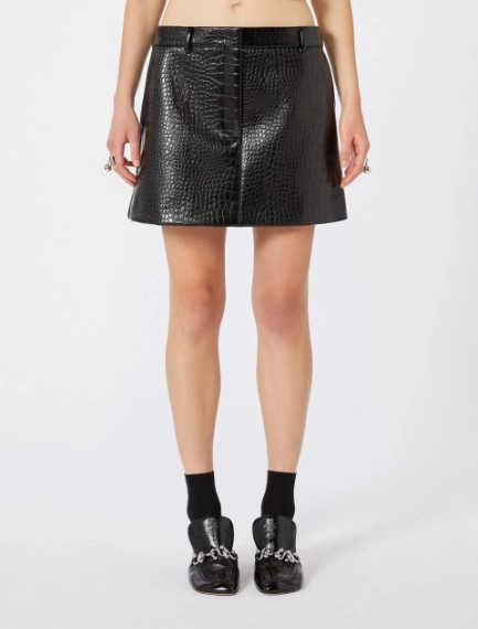 Alligator-look patent leather mini skirt - BLACK - Sportmax - 2