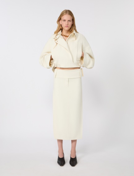 Long stretch viscose skirt - IVORY - Sportmax