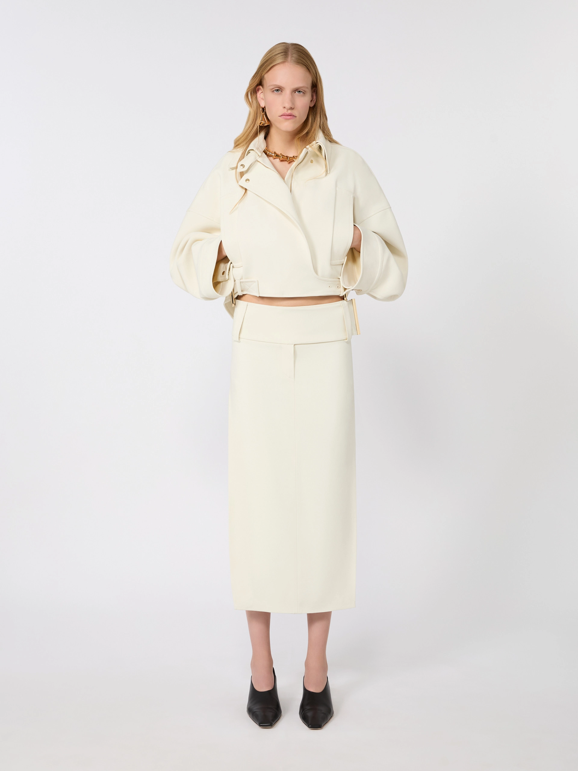 Long stretch viscose skirt - IVORY - Sportmax