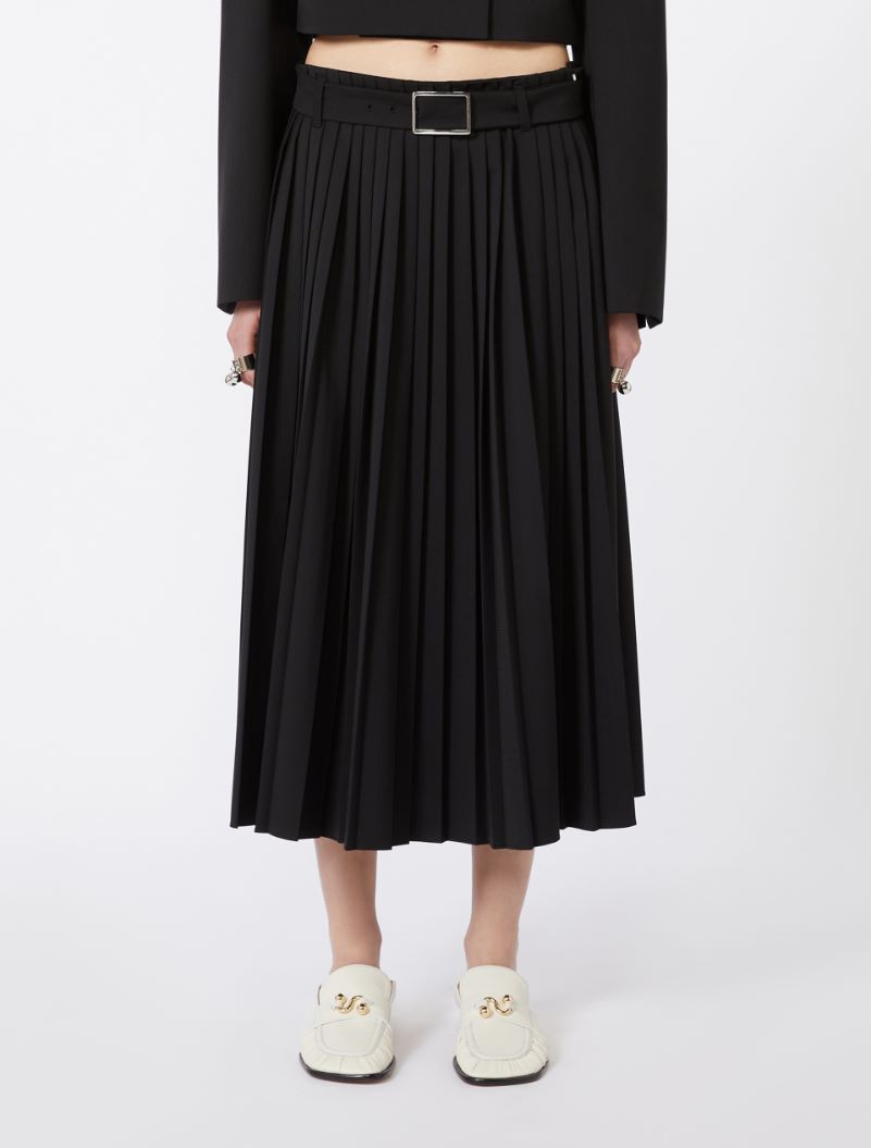 Plissé-pleated gabardine skirt - BLACK - Sportmax - 2