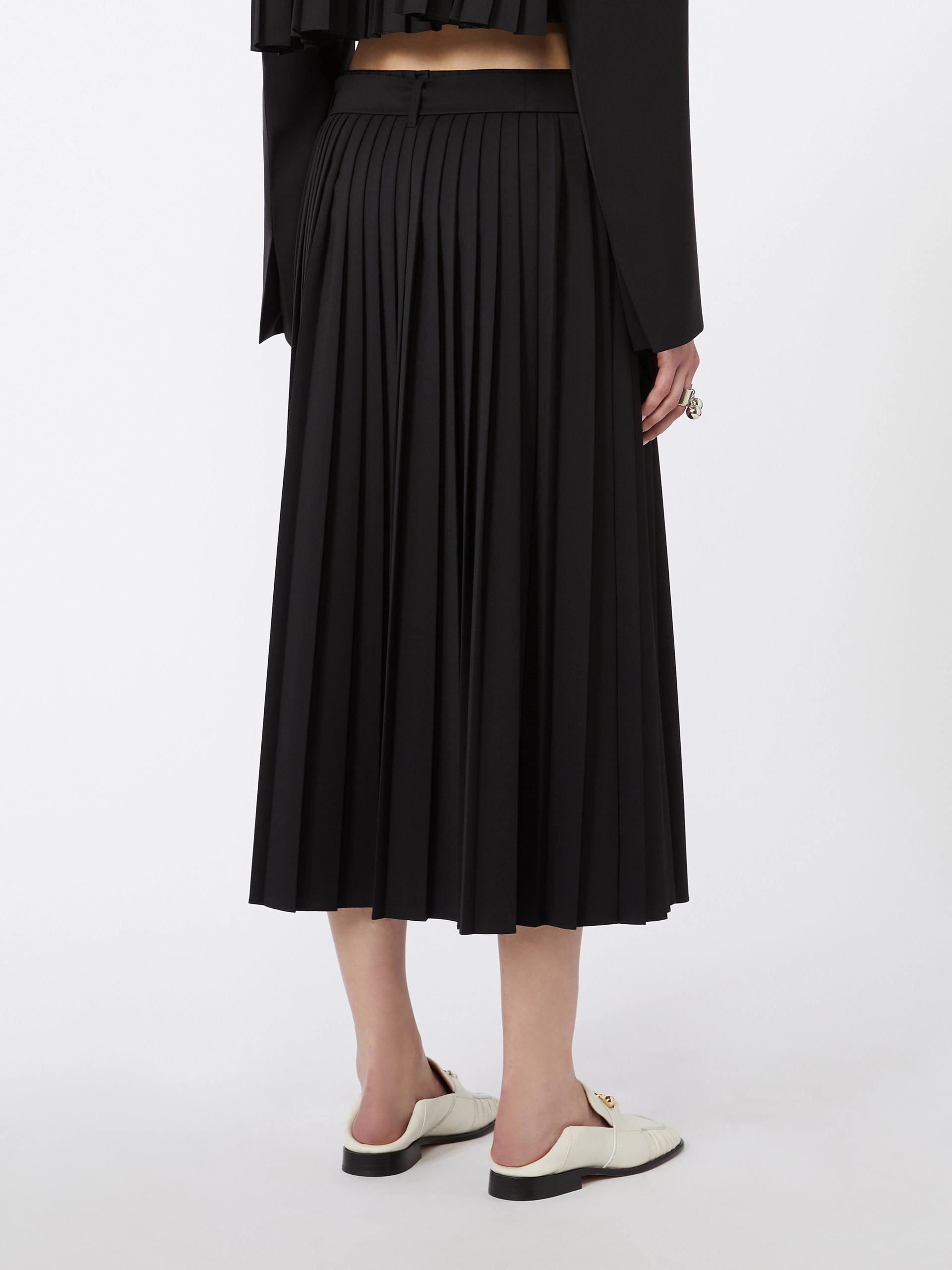 Plissé-pleated gabardine skirt - BLACK - Sportmax - 3
