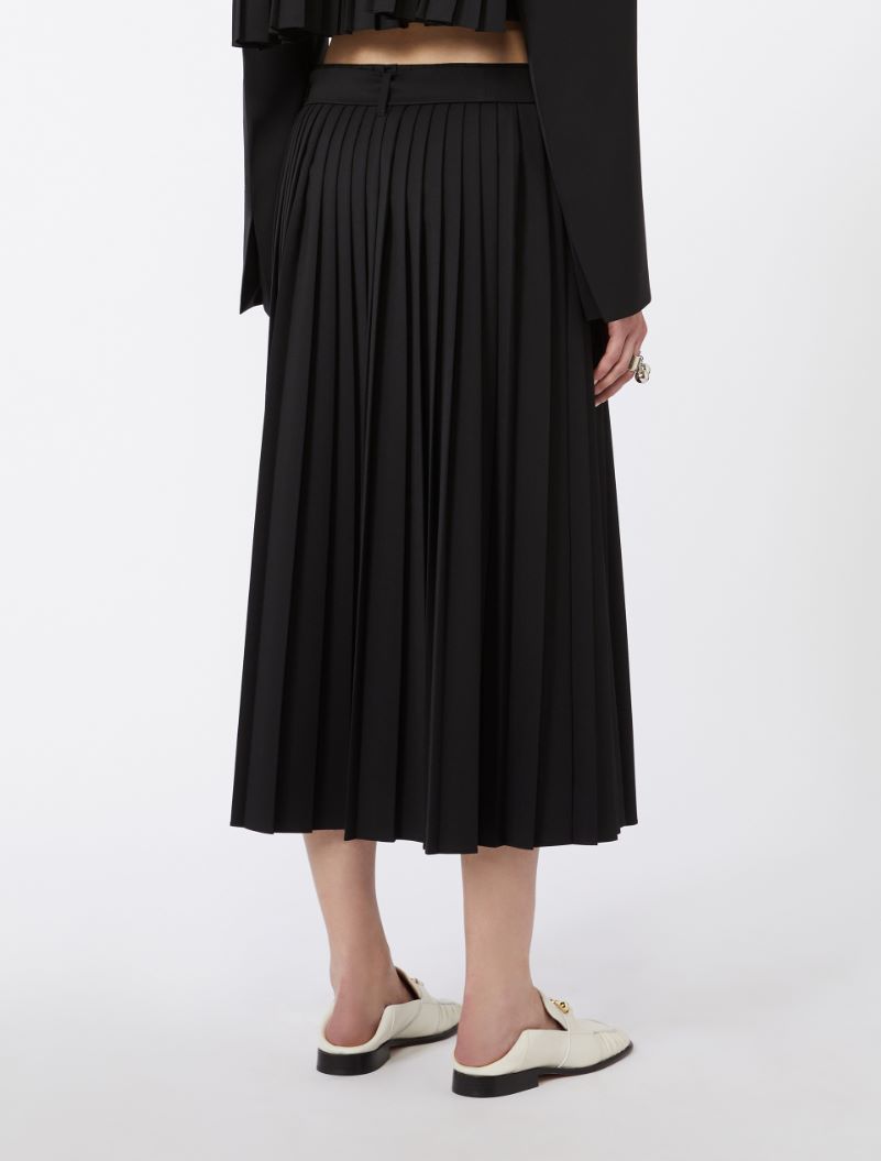 Plissé-pleated gabardine skirt - BLACK - Sportmax - 3