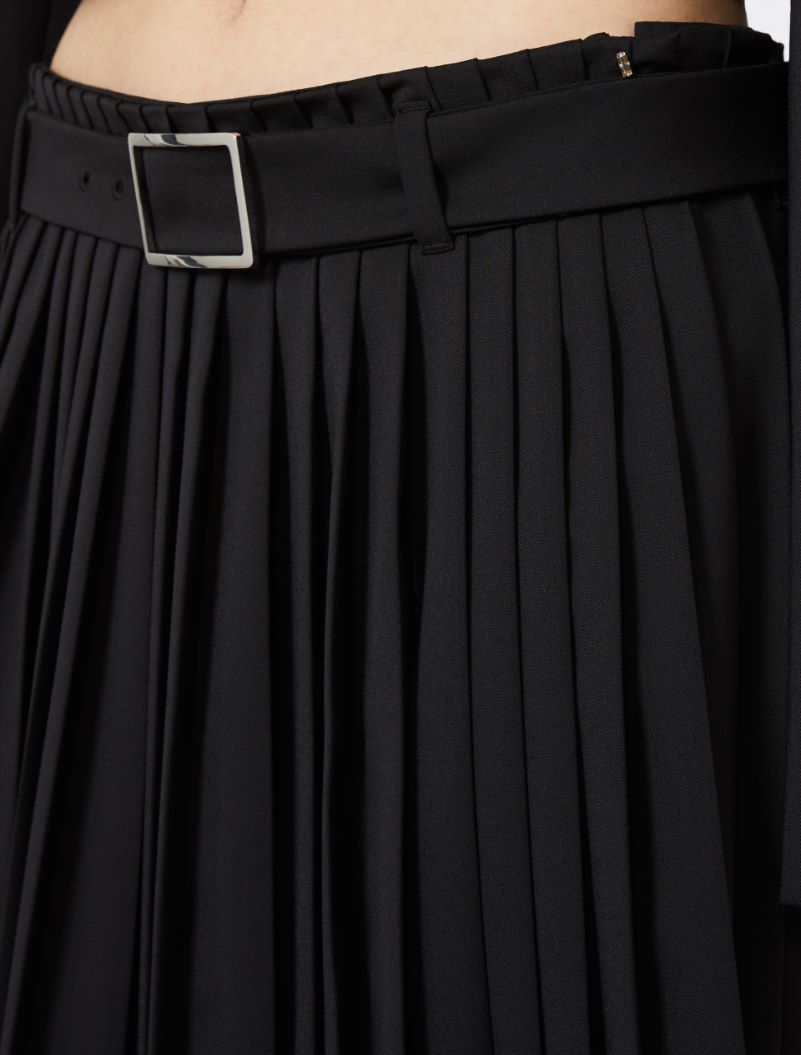 Plissé-pleated gabardine skirt - BLACK - Sportmax - 4