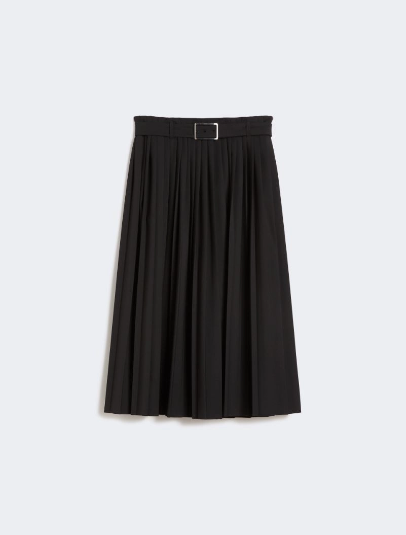 Plissé-pleated gabardine skirt - BLACK - Sportmax - 6