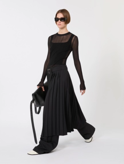 Jupe plissée en gabardine - NOIR - Sportmax