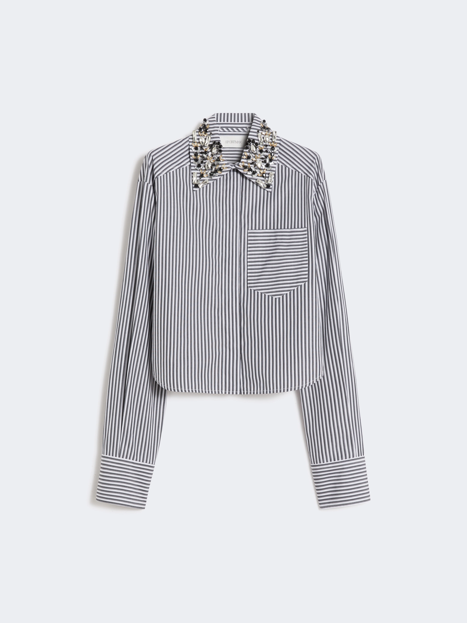Striped poplin cropped shirt - BLACK - Sportmax - 6