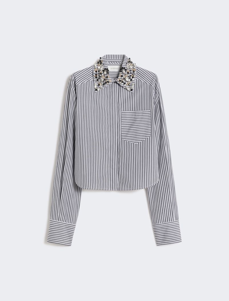 Striped poplin cropped shirt - BLACK - Sportmax - 7