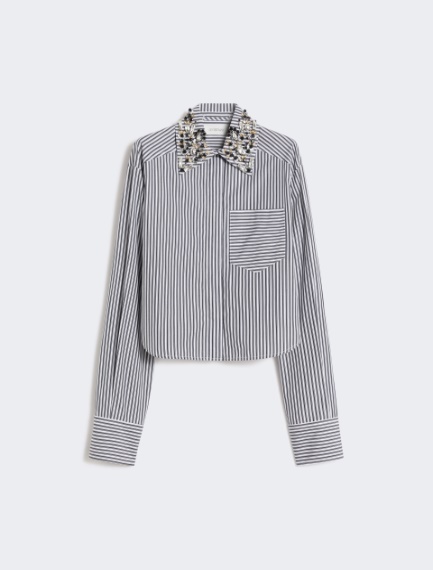 Striped poplin cropped shirt - BLACK - Sportmax - 7