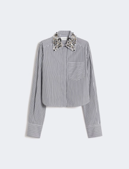 Striped poplin cropped shirt - BLACK - Sportmax