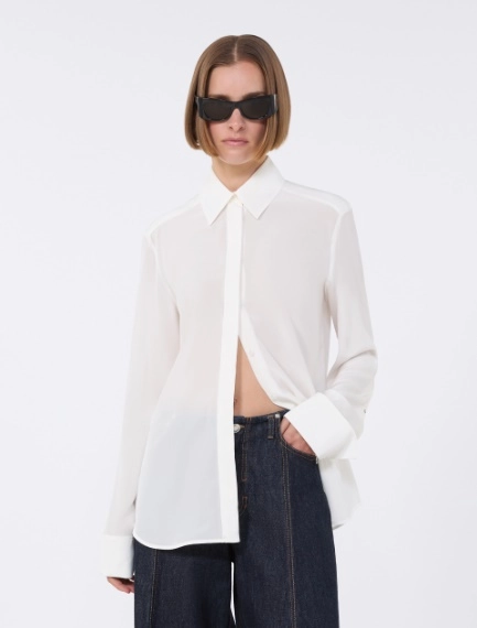 Slim-fit silk shirt - WHITE - Sportmax