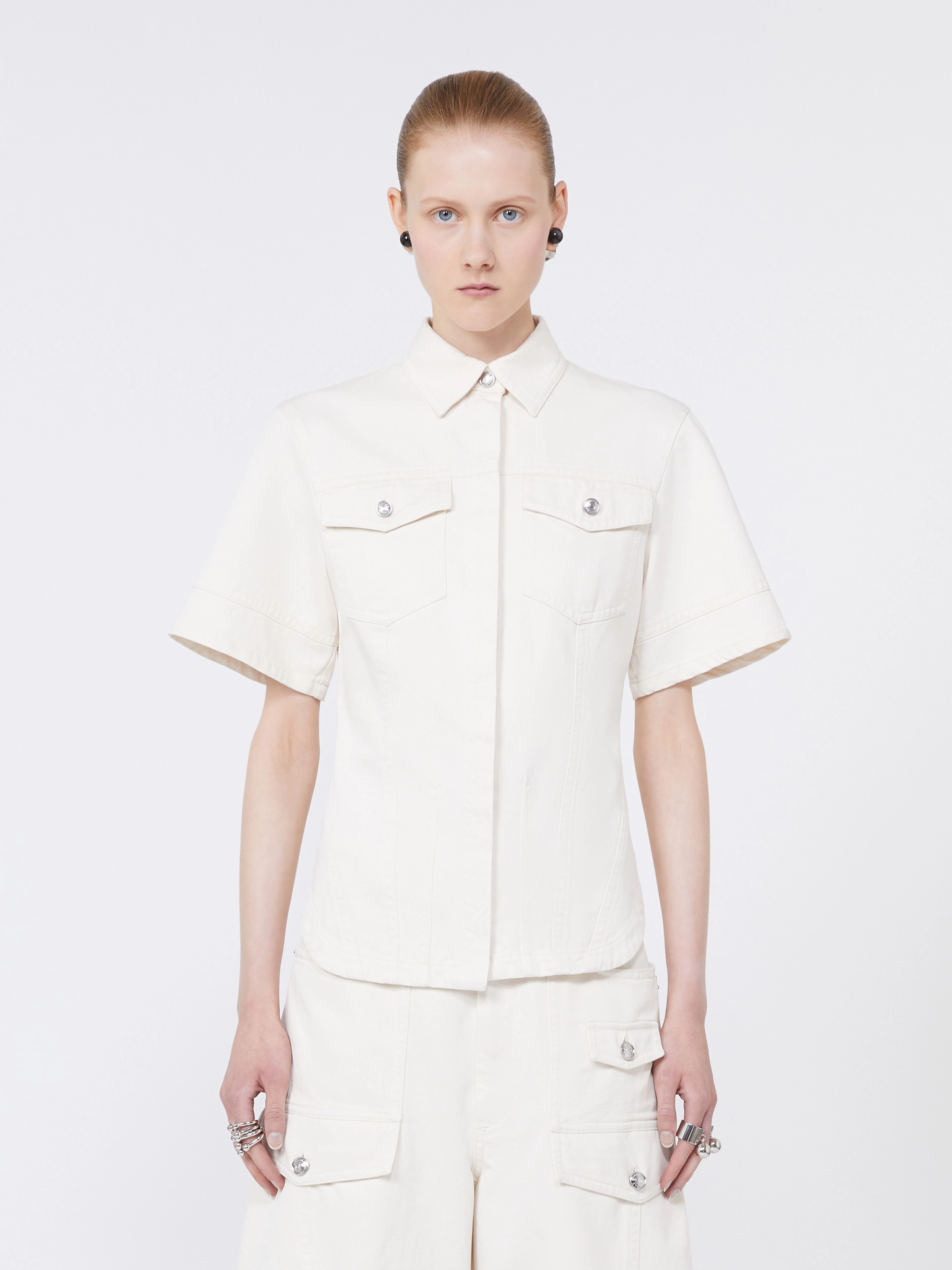 Slim-fit bull denim shirt - BEIGE - Sportmax - 2