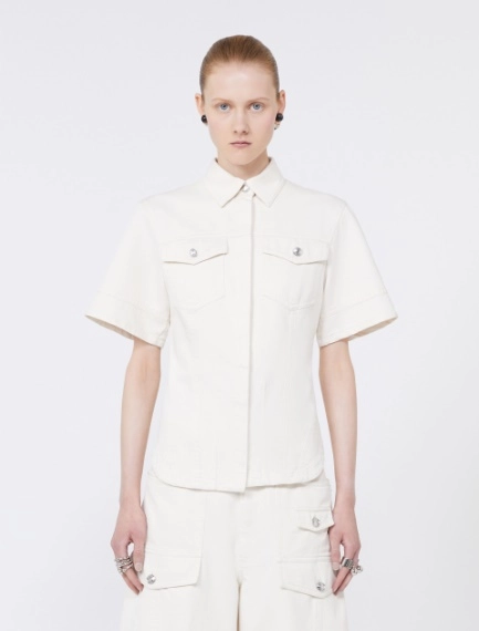 Slim-fit bull denim shirt - BEIGE - Sportmax - 2