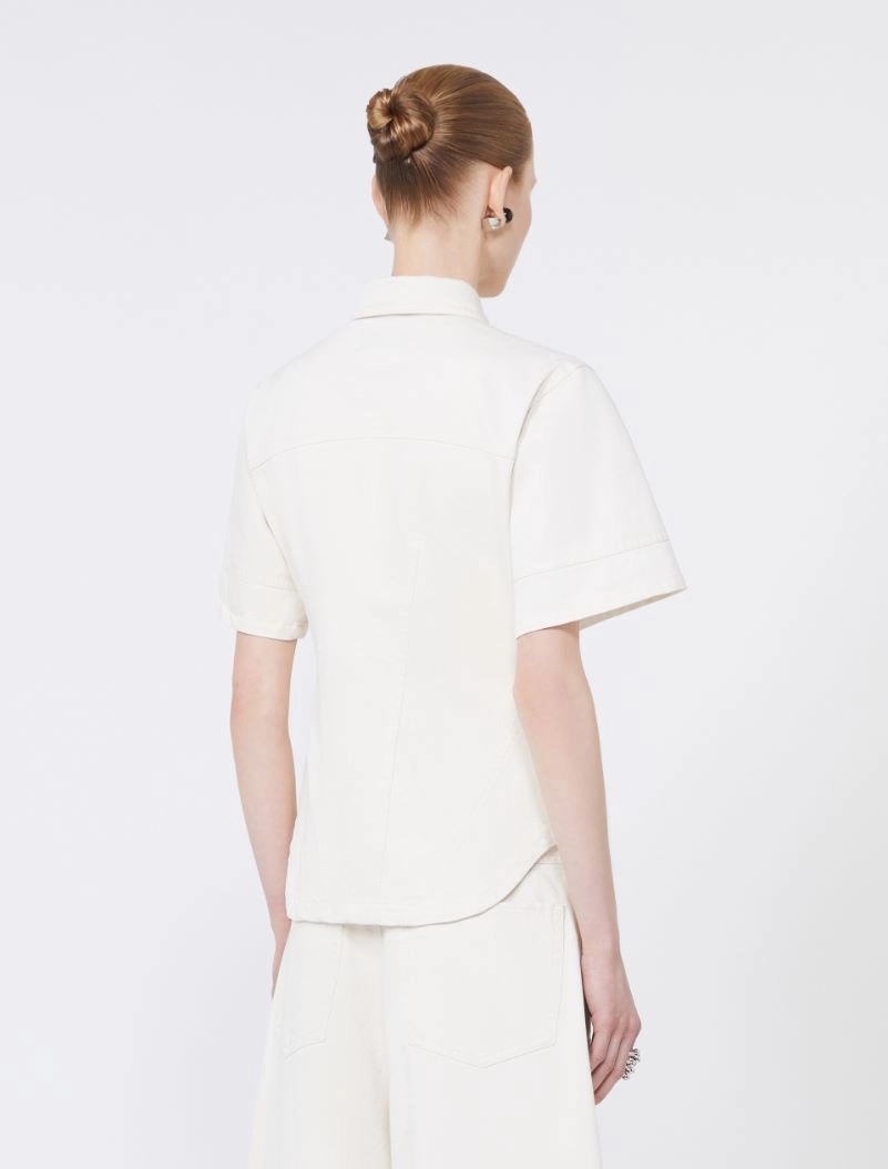 Slim-fit bull denim shirt - BEIGE - Sportmax - 3