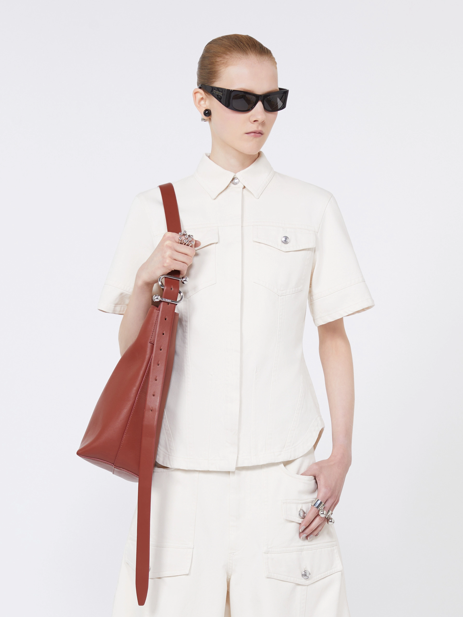 Slim-fit bull denim shirt - BEIGE - Sportmax - 4