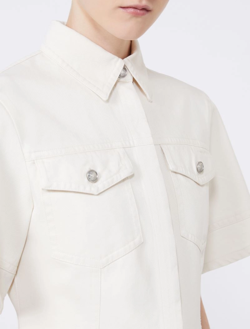 Slim-fit bull denim shirt - BEIGE - Sportmax - 5