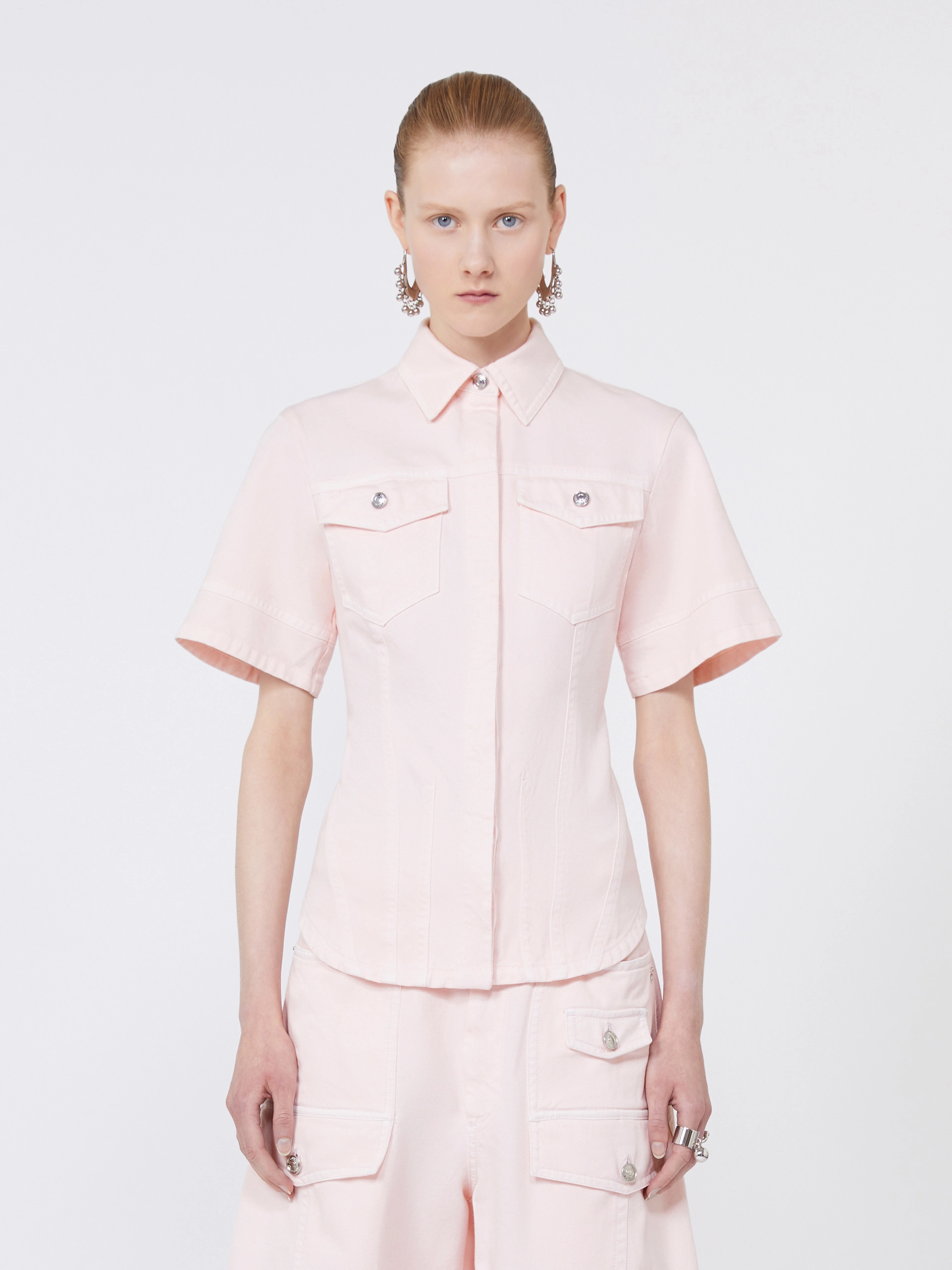 Slim-fit bull denim shirt - PINK - Sportmax - 2