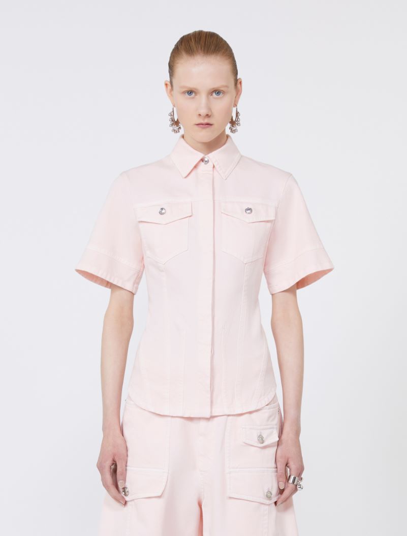 Slim-fit bull denim shirt - PINK - Sportmax - 2
